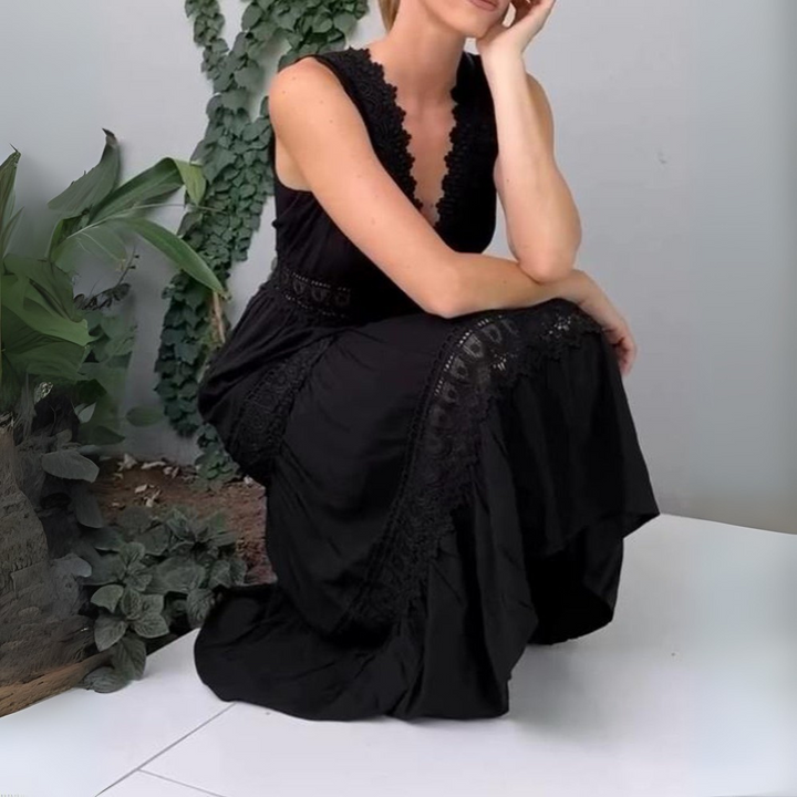 Sarah Boho Abito Midi con Scollatura a V per Donna