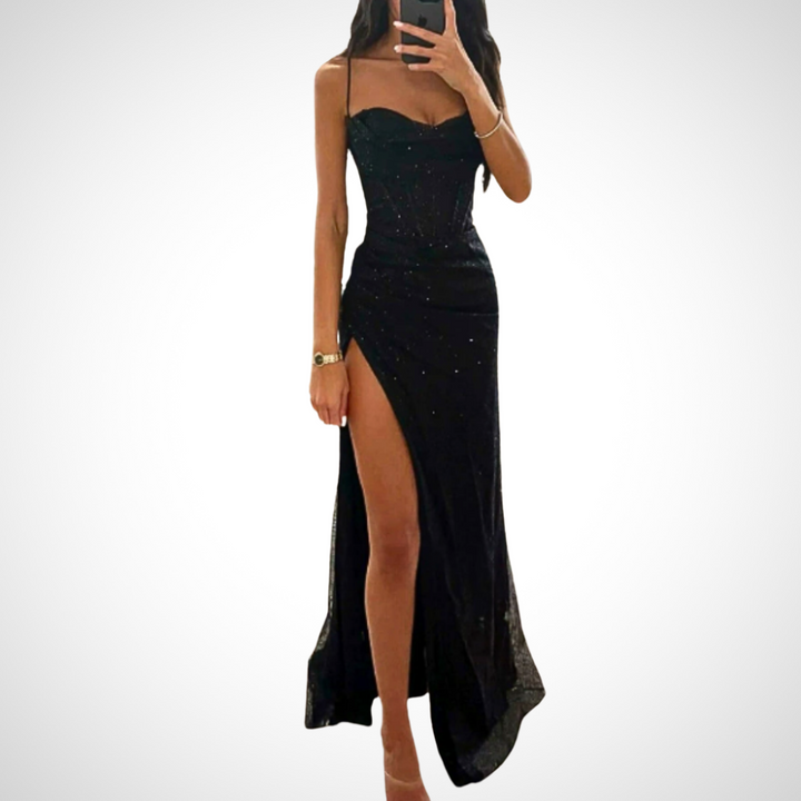 Liza Aggraziata Abito Lungo con Spacco per Donna