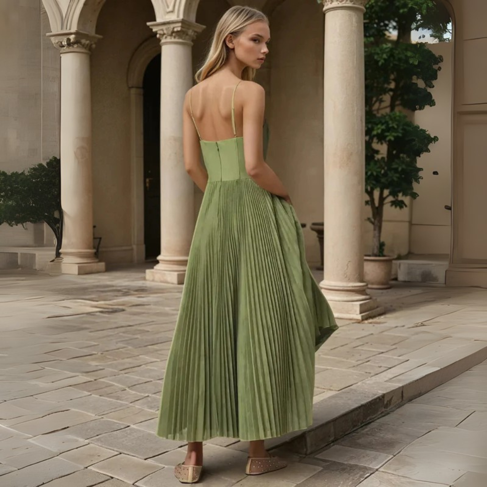 Thea Elegante Abito Midi Plissettato per Donna