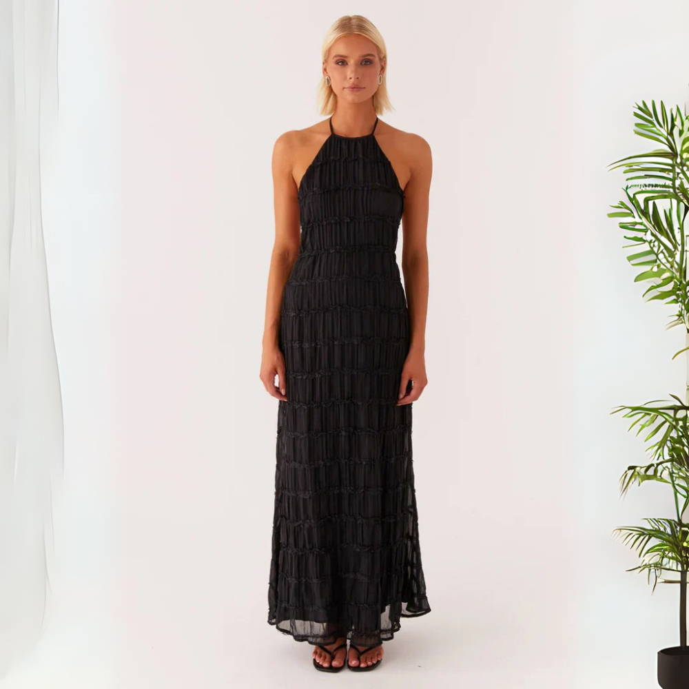 Cira Abito Lungo a Balze Collo Allacciato per Donna