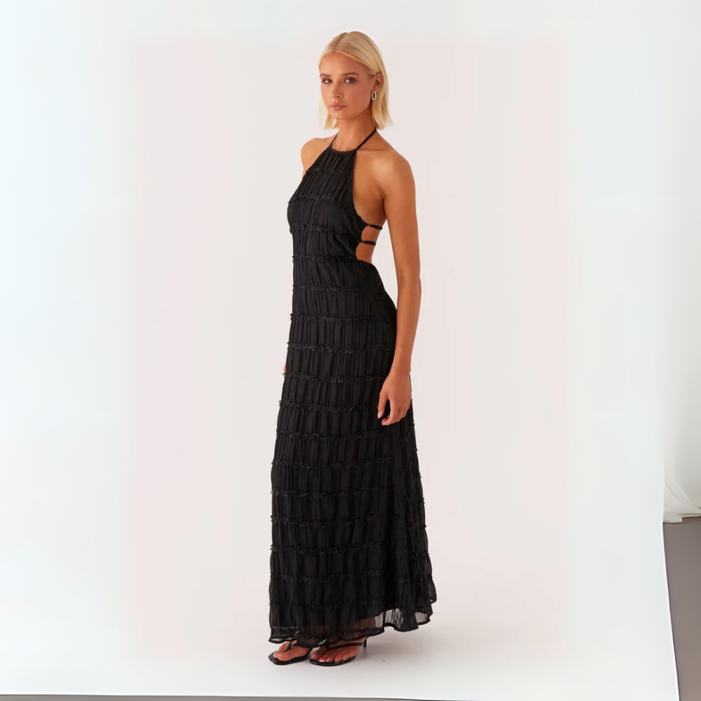 Cira Abito Lungo a Balze Collo Allacciato per Donna