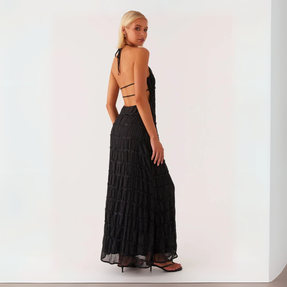 Cira Abito Lungo a Balze Collo Allacciato per Donna