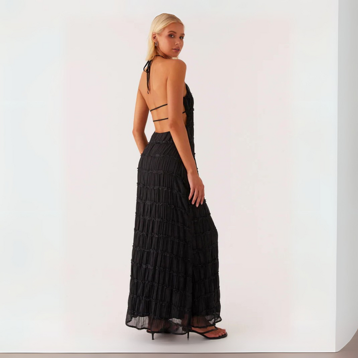 Cira Abito Lungo a Balze Collo Allacciato per Donna