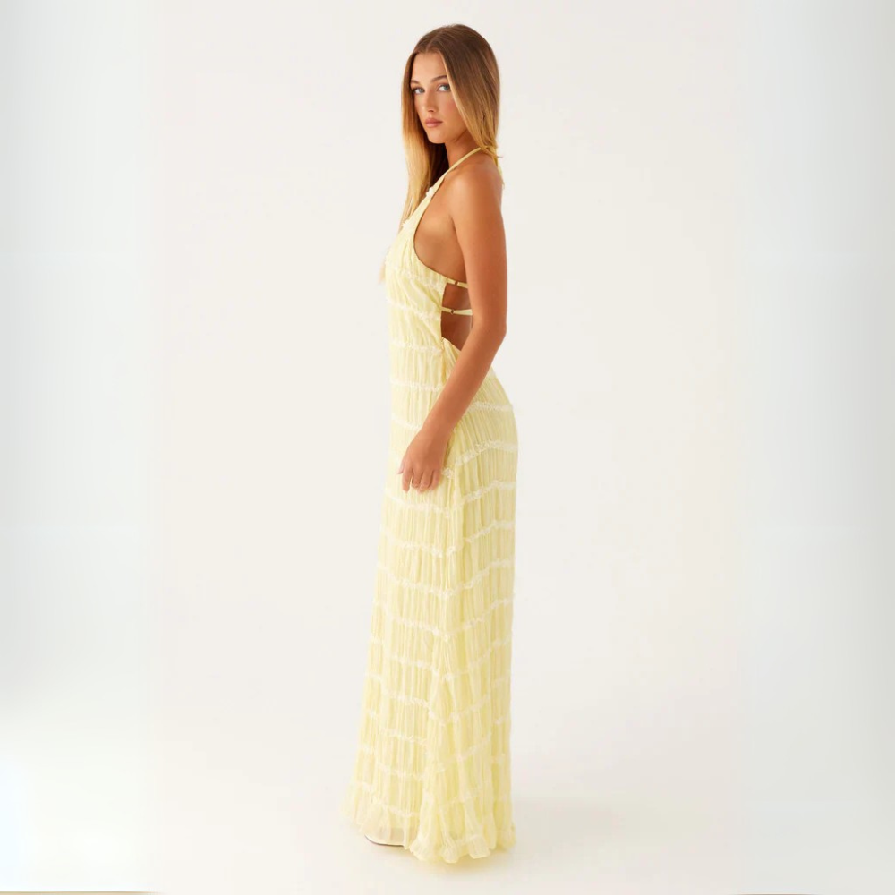 Cira Abito Lungo a Balze Collo Allacciato per Donna