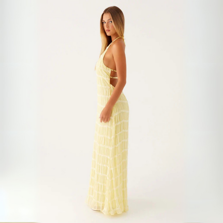 Cira Abito Lungo a Balze Collo Allacciato per Donna