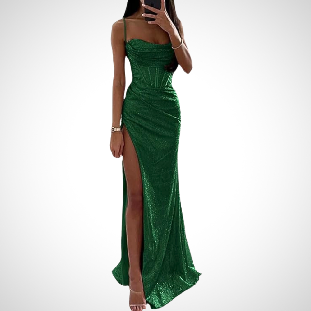 Liza Aggraziata Abito Lungo con Spacco per Donna