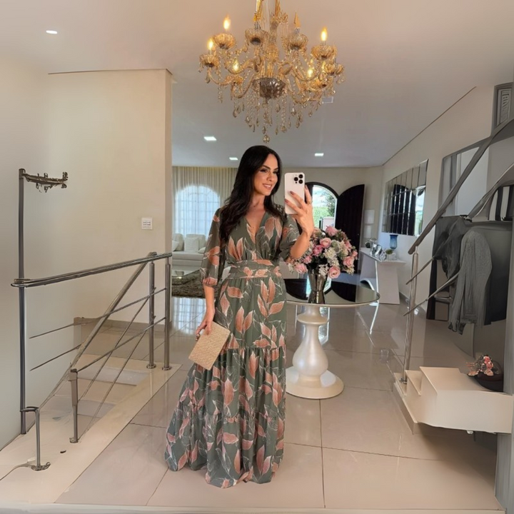 Marie Elegante Vestito Maxi a Fiori per Donna