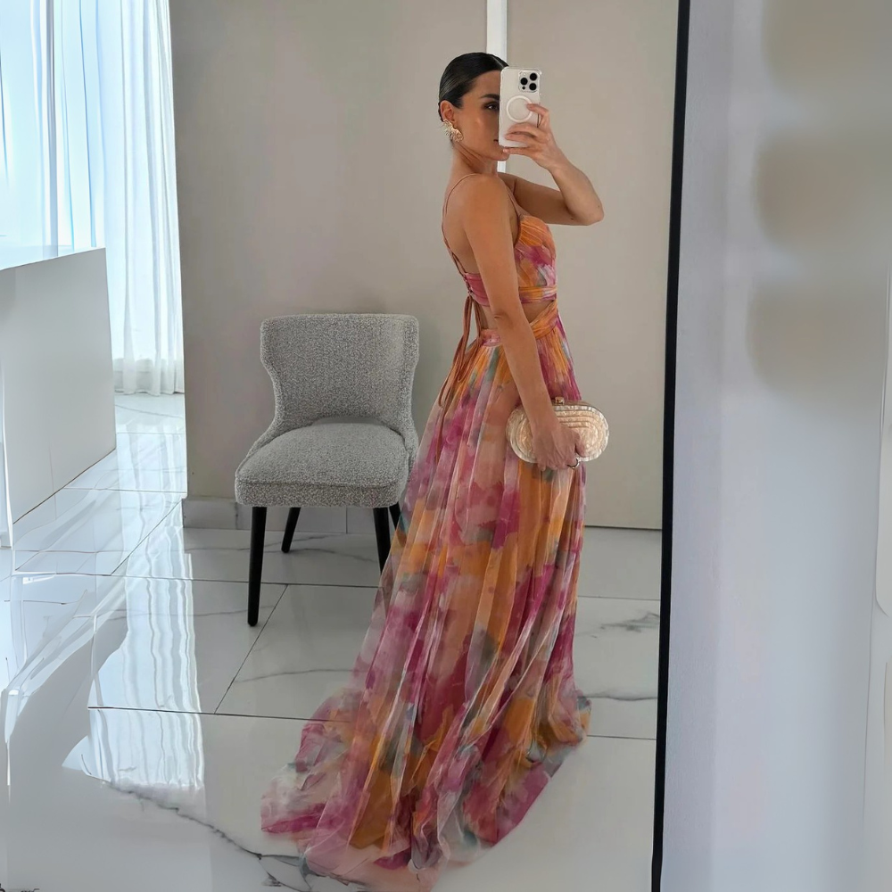 Gwen Colorato Abito Maxi Fluttuante per Donna