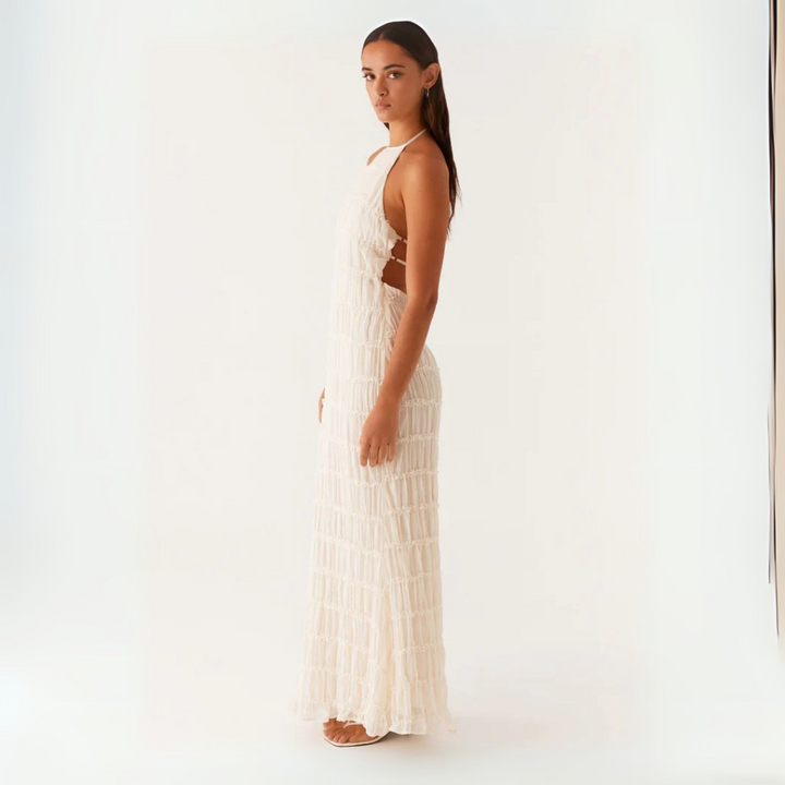 Cira Abito Lungo a Balze Collo Allacciato per Donna