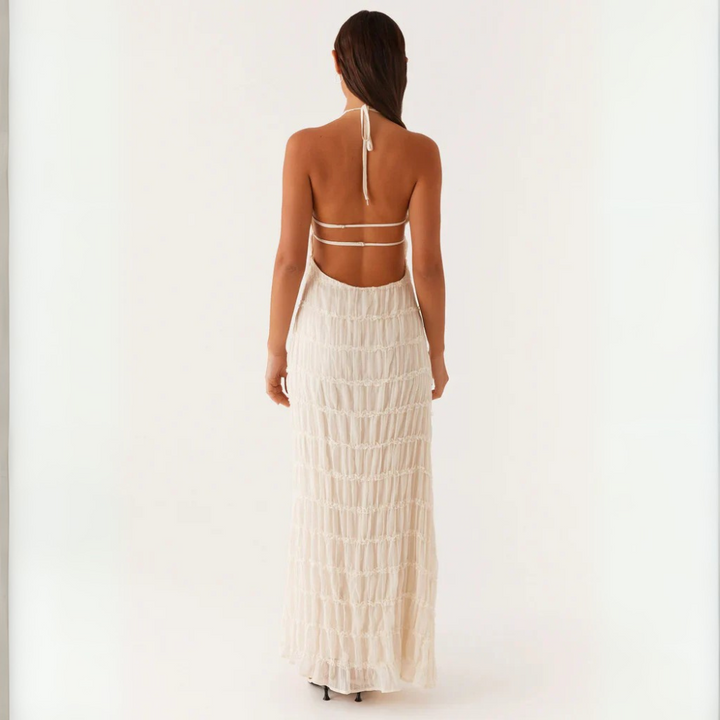 Cira Abito Lungo a Balze Collo Allacciato per Donna