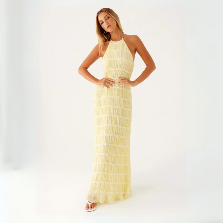 Cira Abito Lungo a Balze Collo Allacciato per Donna