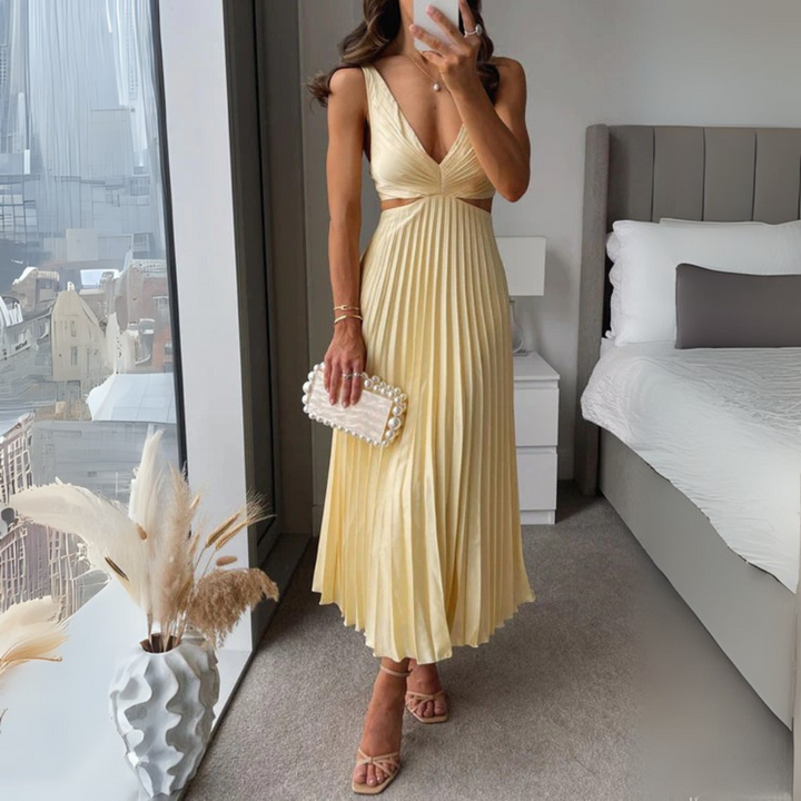 Kayla Vibrante Abito Midi Plissettato per Donna