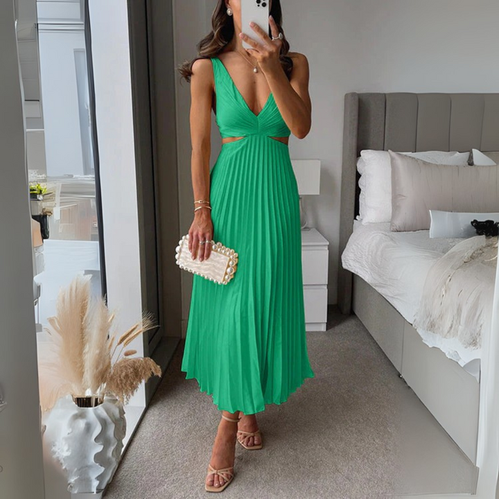 Kayla Vibrante Abito Midi Plissettato per Donna