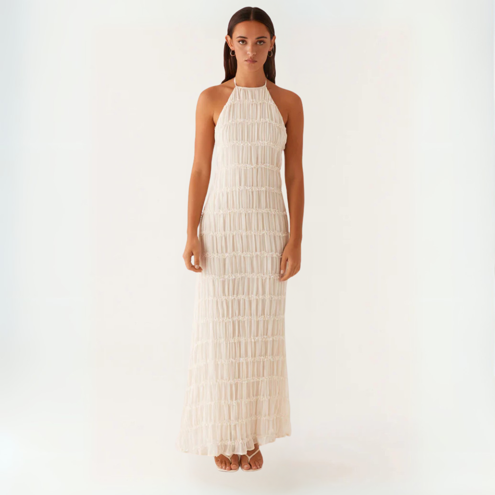 Cira Abito Lungo a Balze Collo Allacciato per Donna