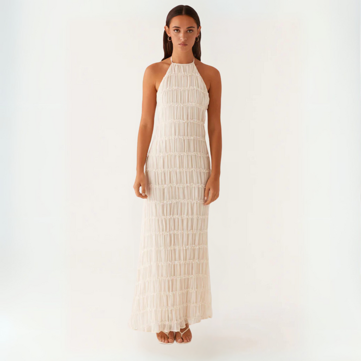 Cira Abito Lungo a Balze Collo Allacciato per Donna