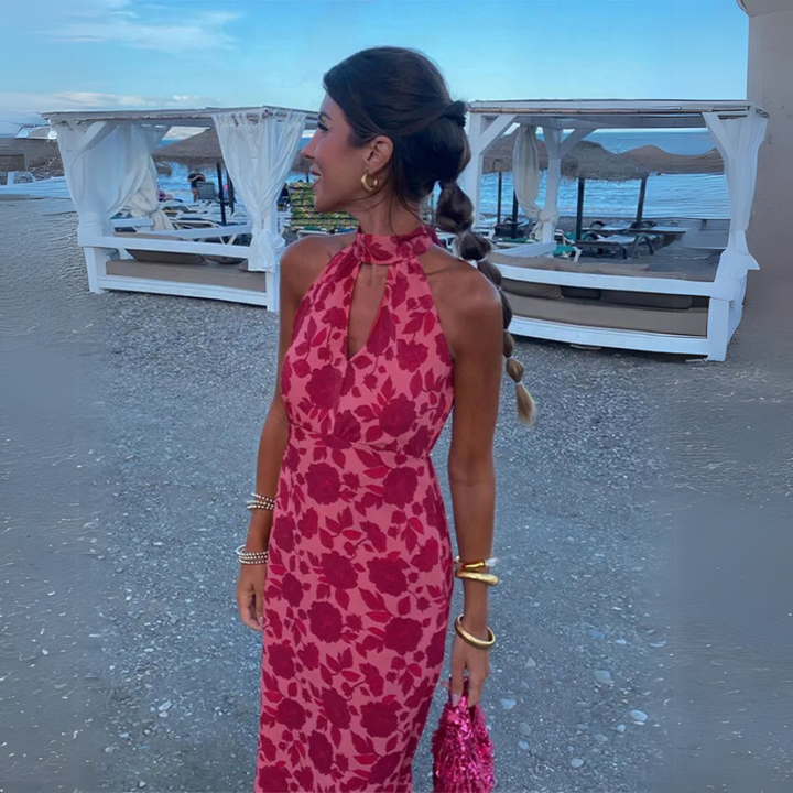 Lockeres Rosa Rot Damen-Midikleid – ideal als luftiges Sommer-Midikleid für warme Tage