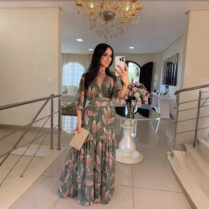 Marie Elegante Vestito Maxi a Fiori per Donna