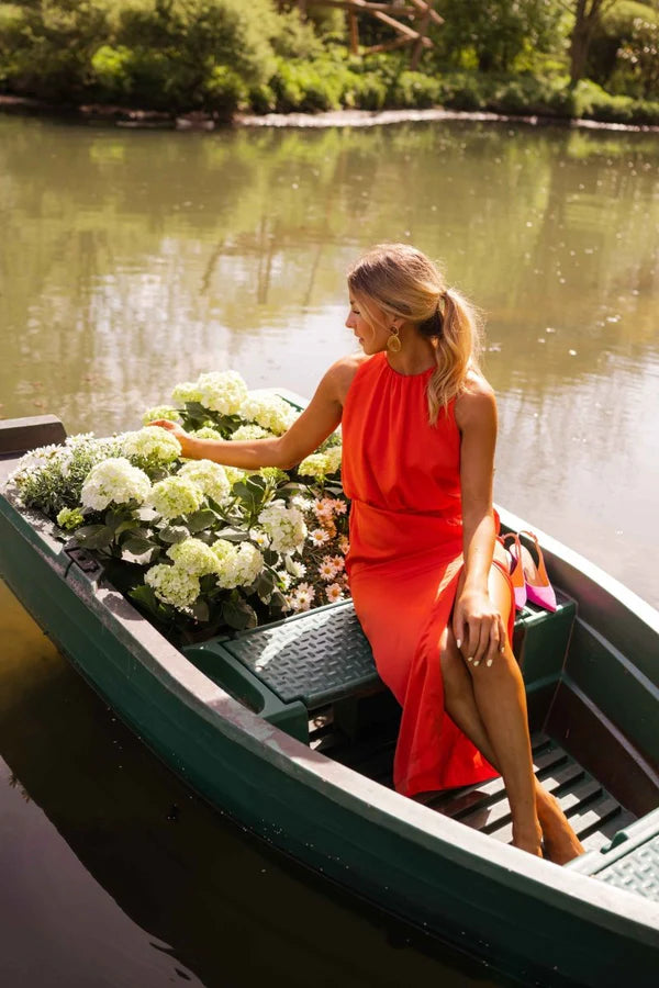 Lara Vivace Abito Midi con Scollo Halter per Donna