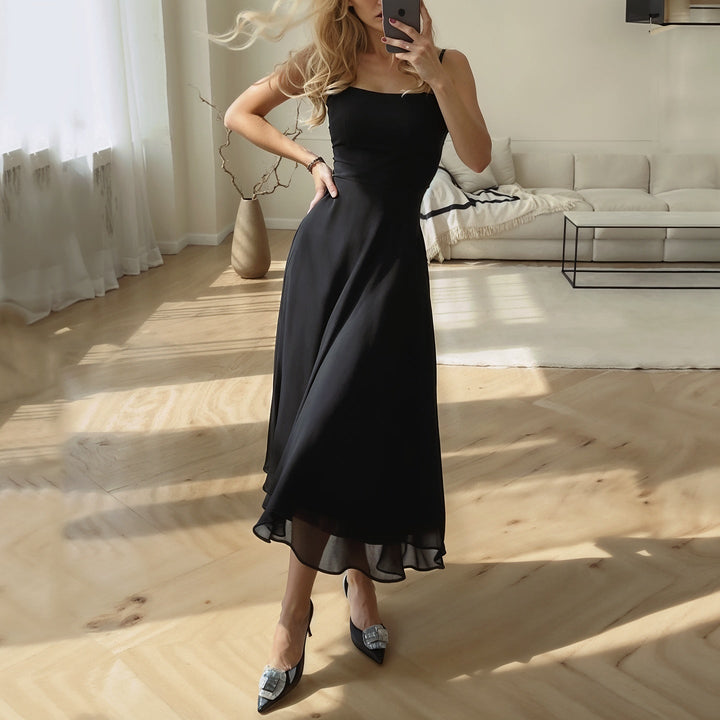 Damen Midikleid schwarz, ärmellos, luftig für Sommer